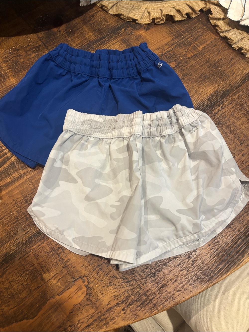 DSG - Blue and Light Gray Camo running shorts includes both pairs